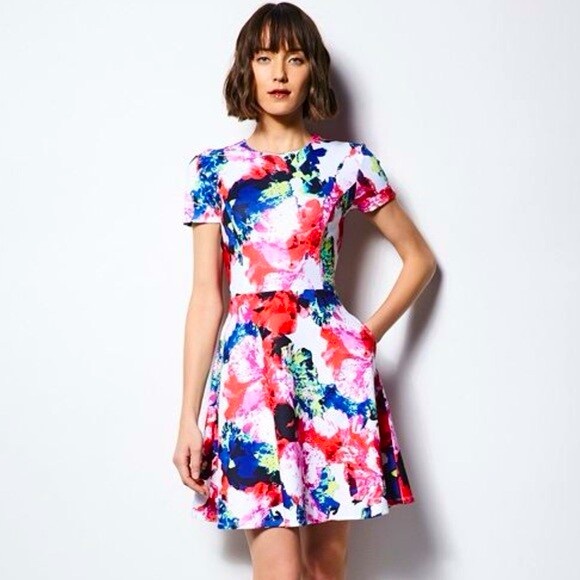 MILLY for DesigNation Floral Fit & Flare Dress - Picture 1 of 7